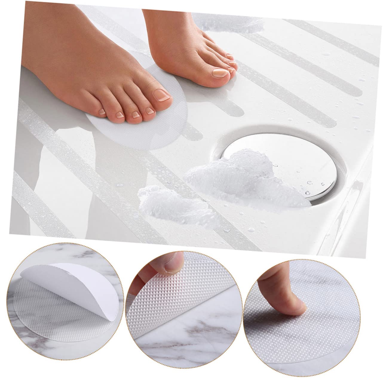 72piezas Pegatinas Antideslizantes De Peva para Baño Redondas De Apliques De Seguridad para Bañera y Ducha Adhesivos Antideslizantes para Superficies Resbaladizas