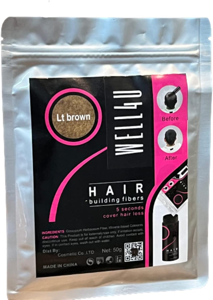 WELL4U Micro-haarvezels, haarvulling, bulkhaar, strooihaar, haarpoeder, haarverdichting, haar uit de doos, o.a. (50 g, lichtbruin)