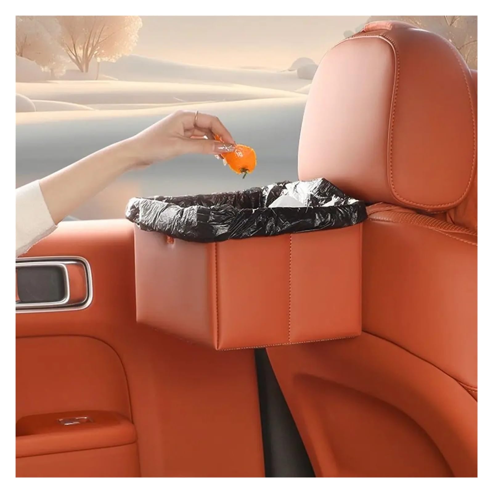 Poubelle Voiture Poubelle Voiture Pliable Cuir Boîte Rangement Étanche Suspendue pour Siège Mini Poubelles Voitures