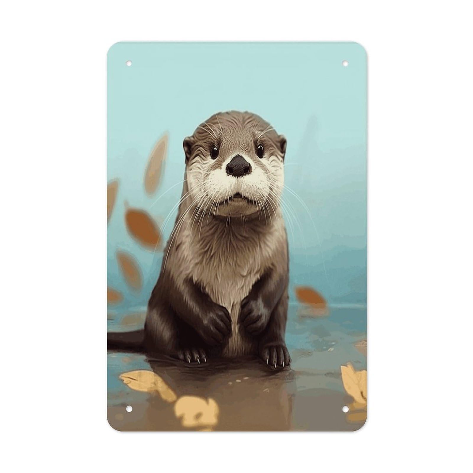 VstaDank Cute Otter Metal Tin Signs Personalized Wall Art Prints Decoration Art Poster Funny Vintage Tin Sign Iron Sheet Painting Metal Signboard Decor Painting for Wall Decor