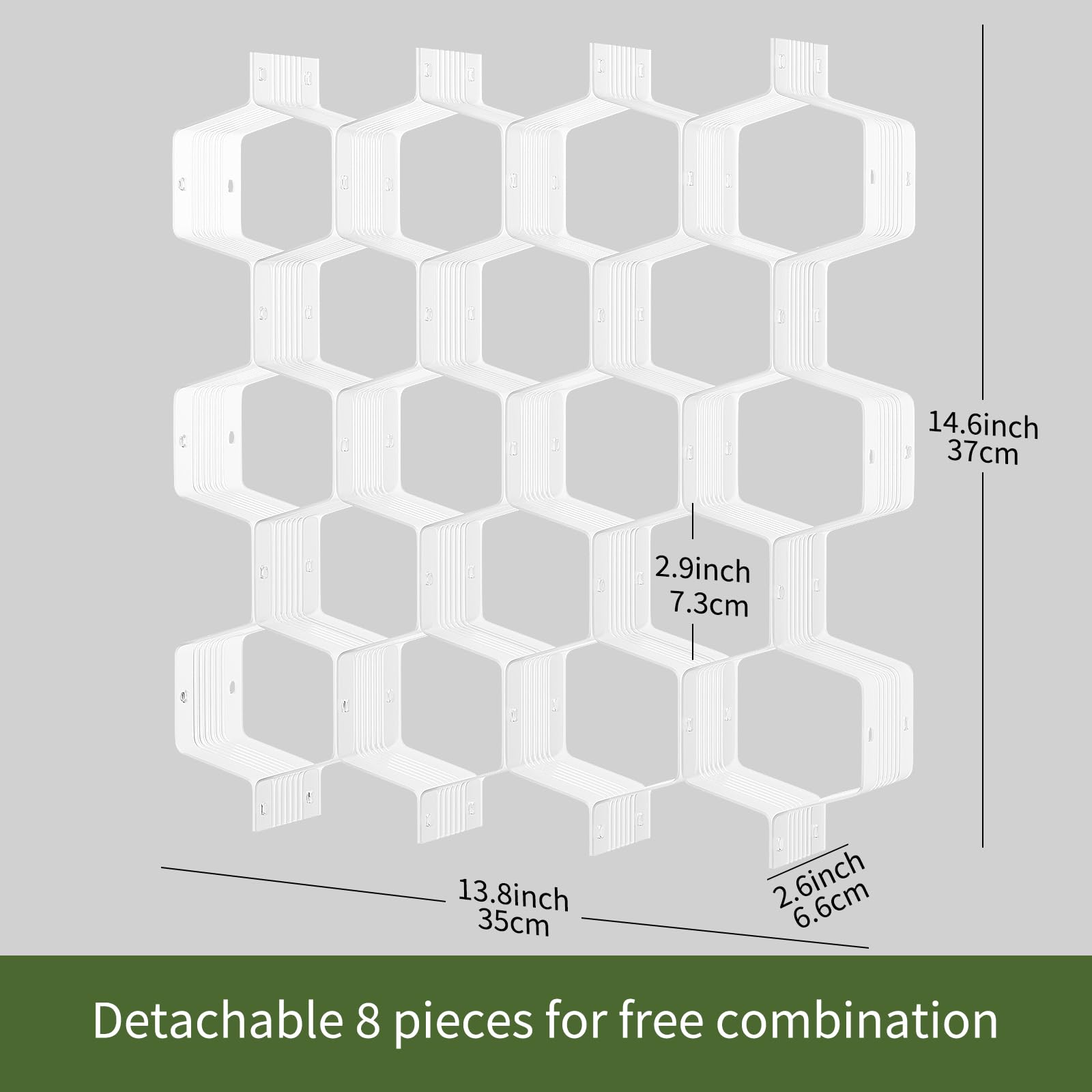 NUOBESTY Divisorio Regolabile Per Cassetti A Nido D'Ape – Organizzatore In Plastica Con Fibbie A Scatto Per Trucchi, Calze, Biancheria Intima E Ufficio