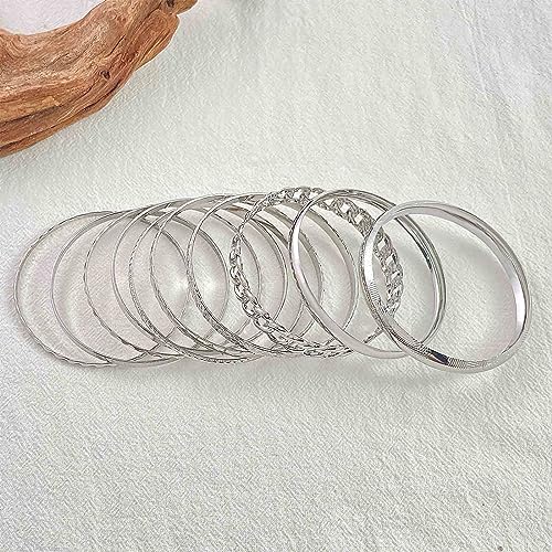 Andelaisi Punk Bangle Bracelet Gold Indian Bangle Bracelets Set Gothic Multi Stackable Wide Banglet Vintage Indian Bollywood Chunky Wide Bangle Bracelets Glossy Textured Bracelets(10PCS)(Gold)3