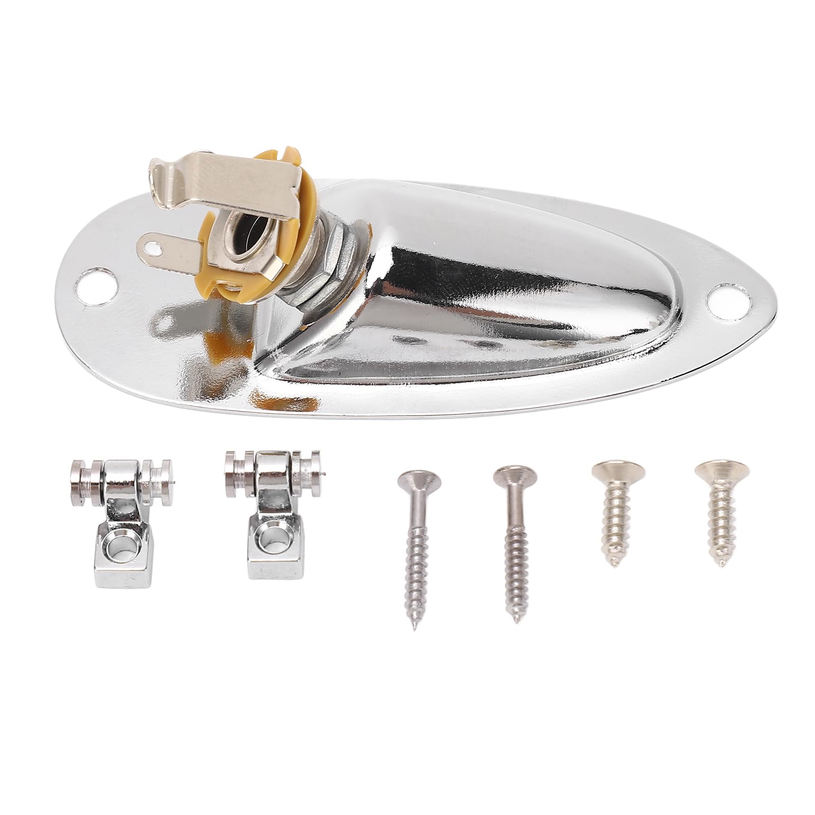 Gitarowe gniazdo gniazda łodzi 6,35 mm metalowy gitarę elektryczną gniazdo wyjściowe z 2 utrwalekami dla gitar elektrycznych stratowych (GT50 Silver)