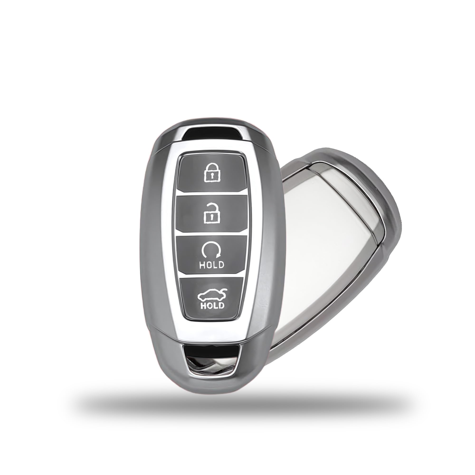 SIAGO TPU Key Cover Compatible with Hyundai Verna 2023 Car 4 Button Smart Key (Grey Pack of 1)-image-1