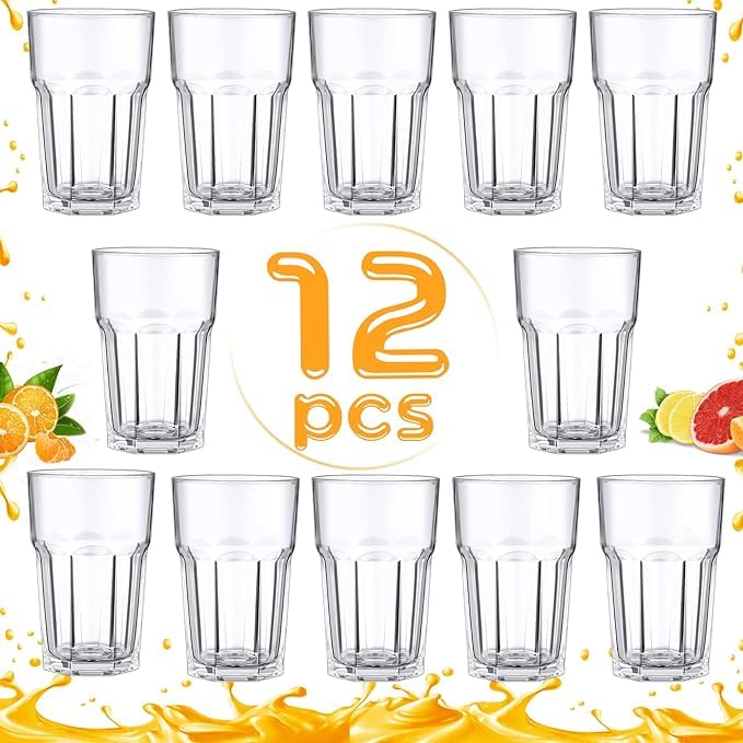Image of 300ml Clear Glass Tumbler, Highball Drinking Glasses for Cocktails, Juices, Milkshakes (12, 300ML)