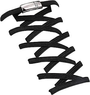 أربطة حذاء معدنية بقفل مغناطيسي مرن بدون ربط، أربطة مسطحة، للأطفال والبالغين والمراهقين (زوج واحد) من ذا باك