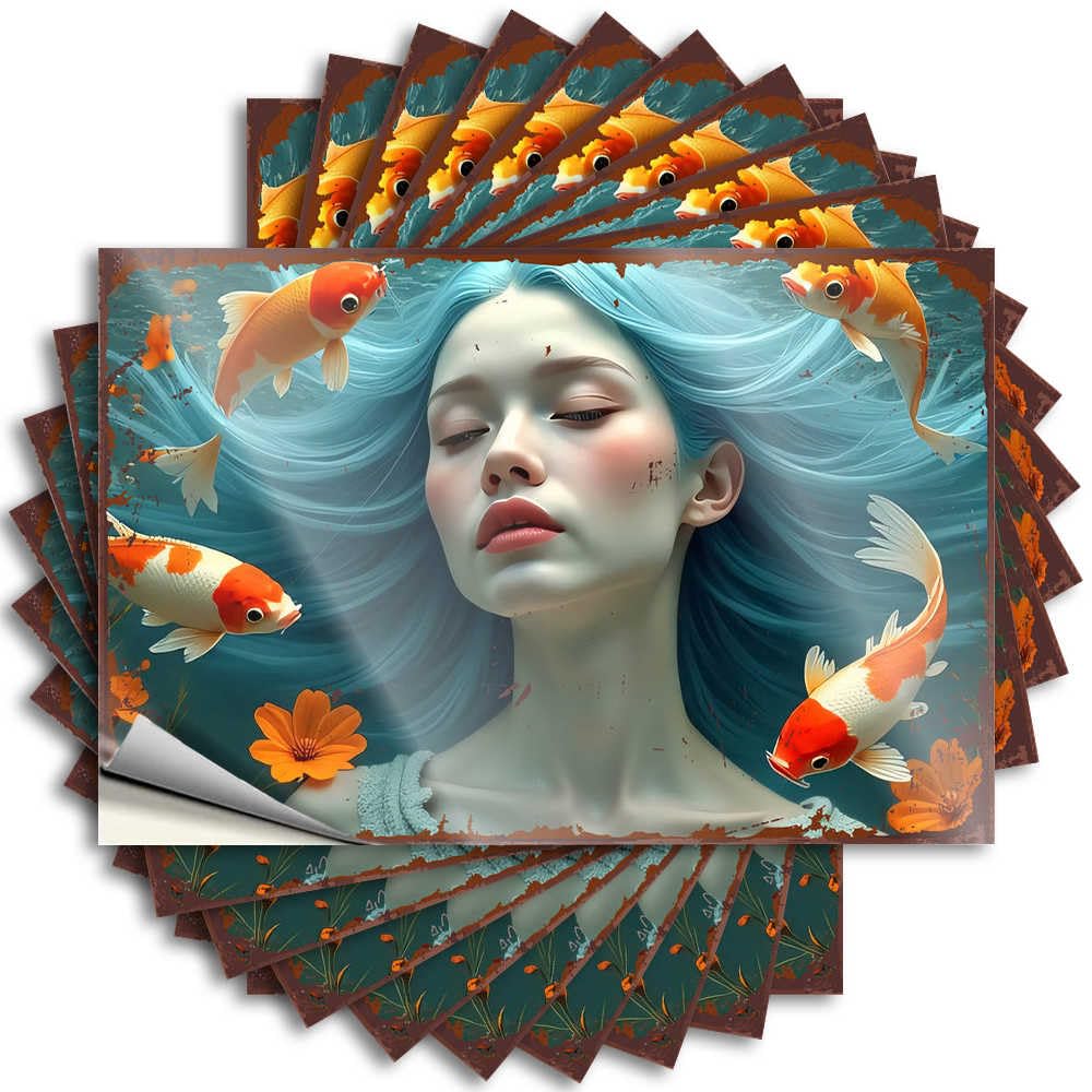 Tattoos Bumper Half Mermaid Dreams: A Fantasy Underwater Adventure for Teen - Basement Decor Easy Peel Removable(6X9CM)