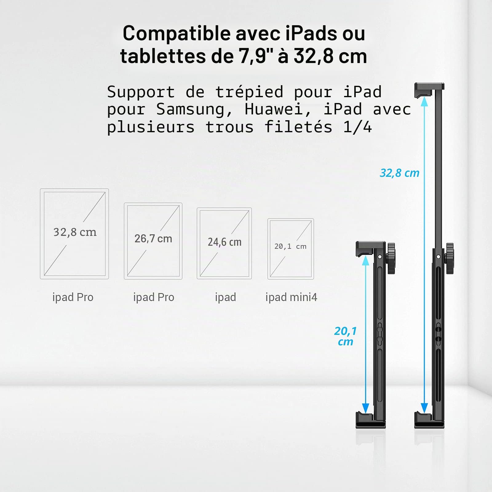 SMALLRIG Support Adaptateur pour Trépied en Aluminium pour iPad ou Tablettes de 7,9" à 12,9" - 2930