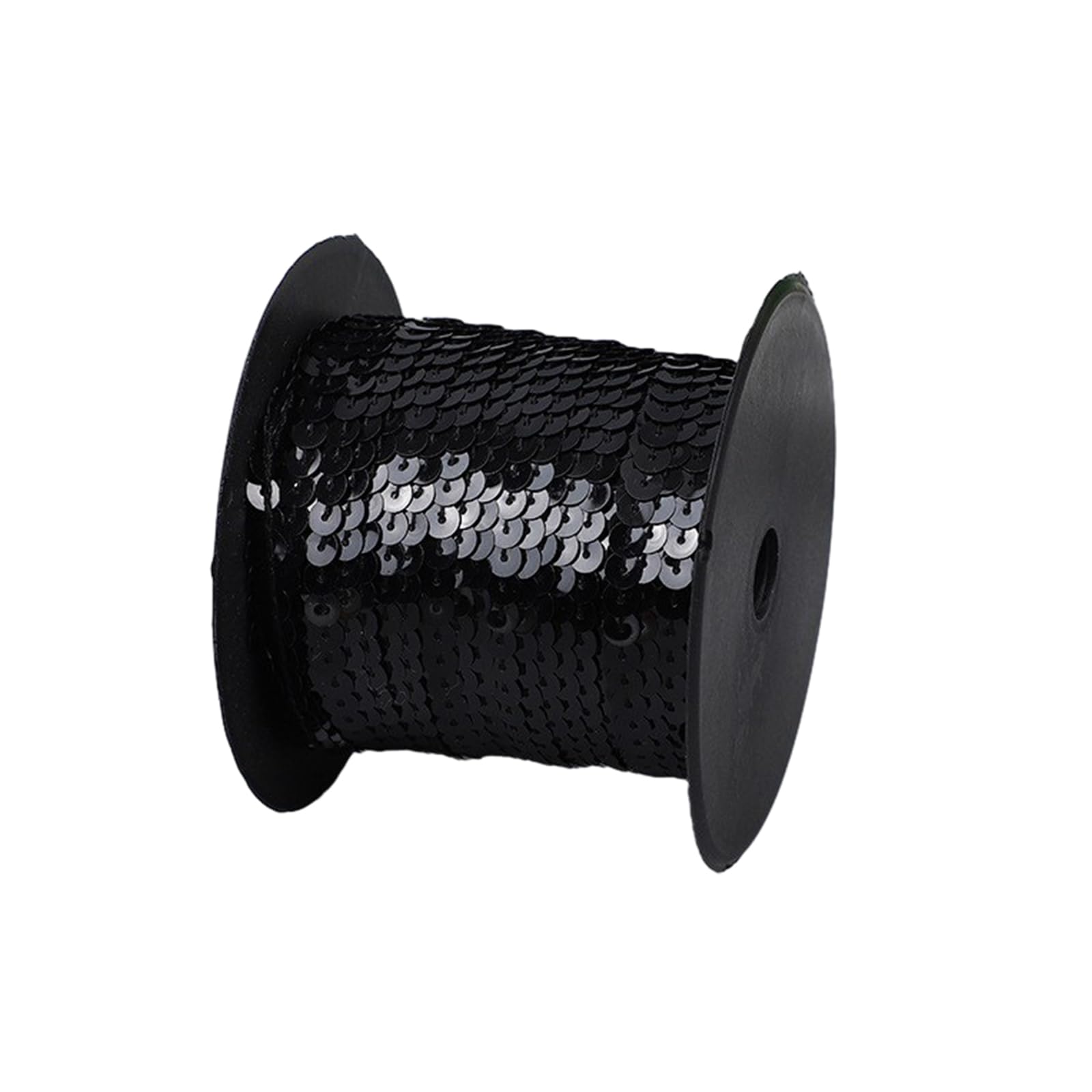 100 m de lentejuelas redondas y planas de 6 mm de ancho, cinta de lentejuelas para coser, hacer joyas, manualidades, adornos, accesorios de disfraces (negro)