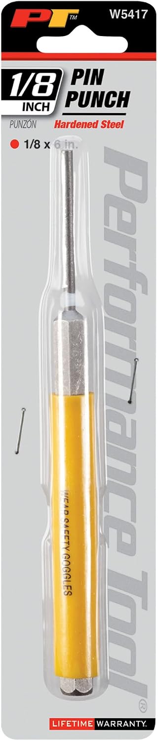 Performance Tool W5417 Heat Treated Chrome Vanadium Steel 1/8" x 6" Pin Punch