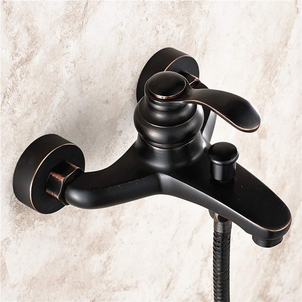 Grifo Mezclador Todo Bronce Ducha Simple Estilo Europeo Dibujo Antiguo baño Bronce Negro Tomar una Ducha Grifo Ducha Traje (tamaño: B)
