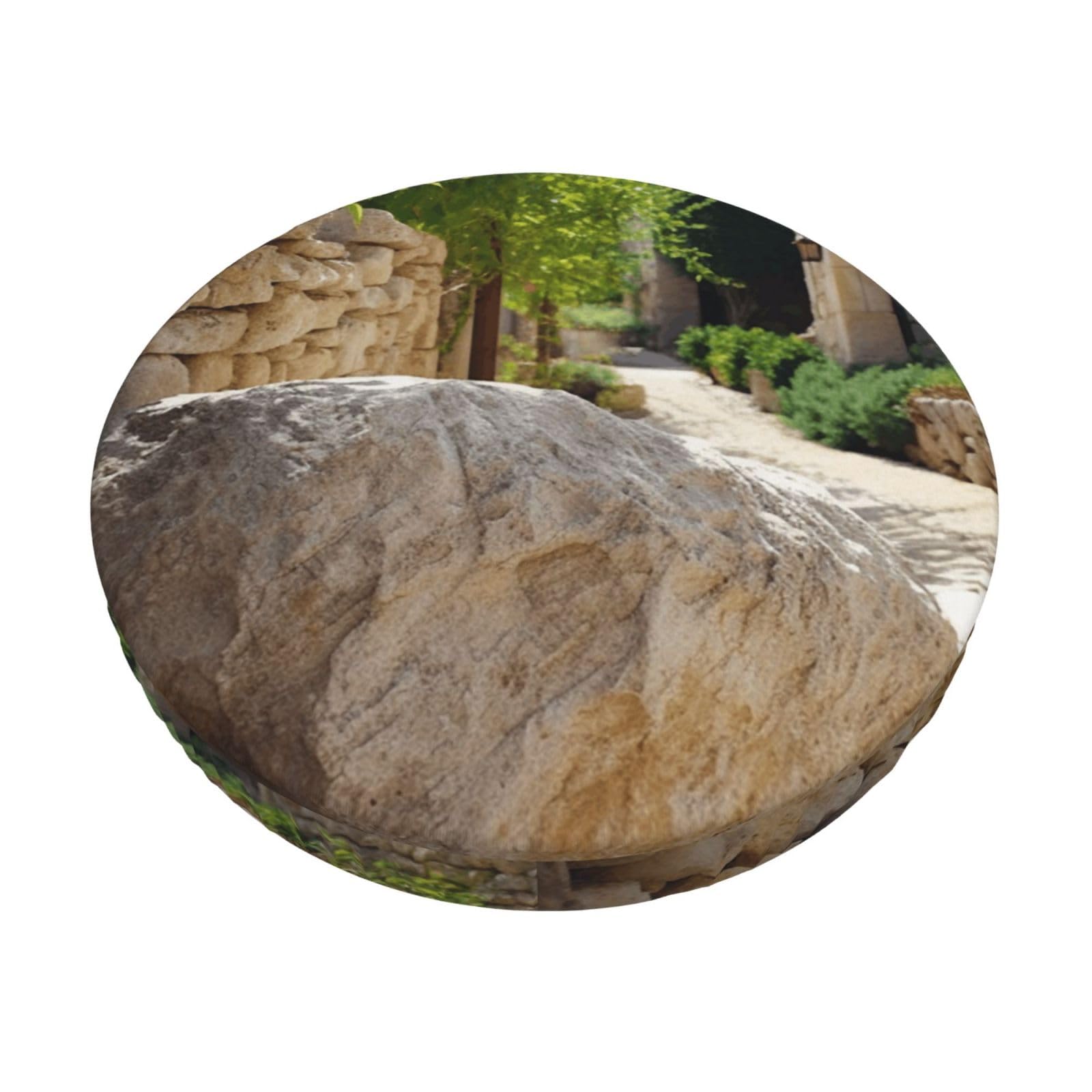 DWVTFSM Round Bar Stool Covers, 12 Inch Stretch Washable Barstool Seat Covers Removable Non Slip Dustproof Landscape Stone Bar Chair Cushion Protector for Kitchen Dining Room Cafe