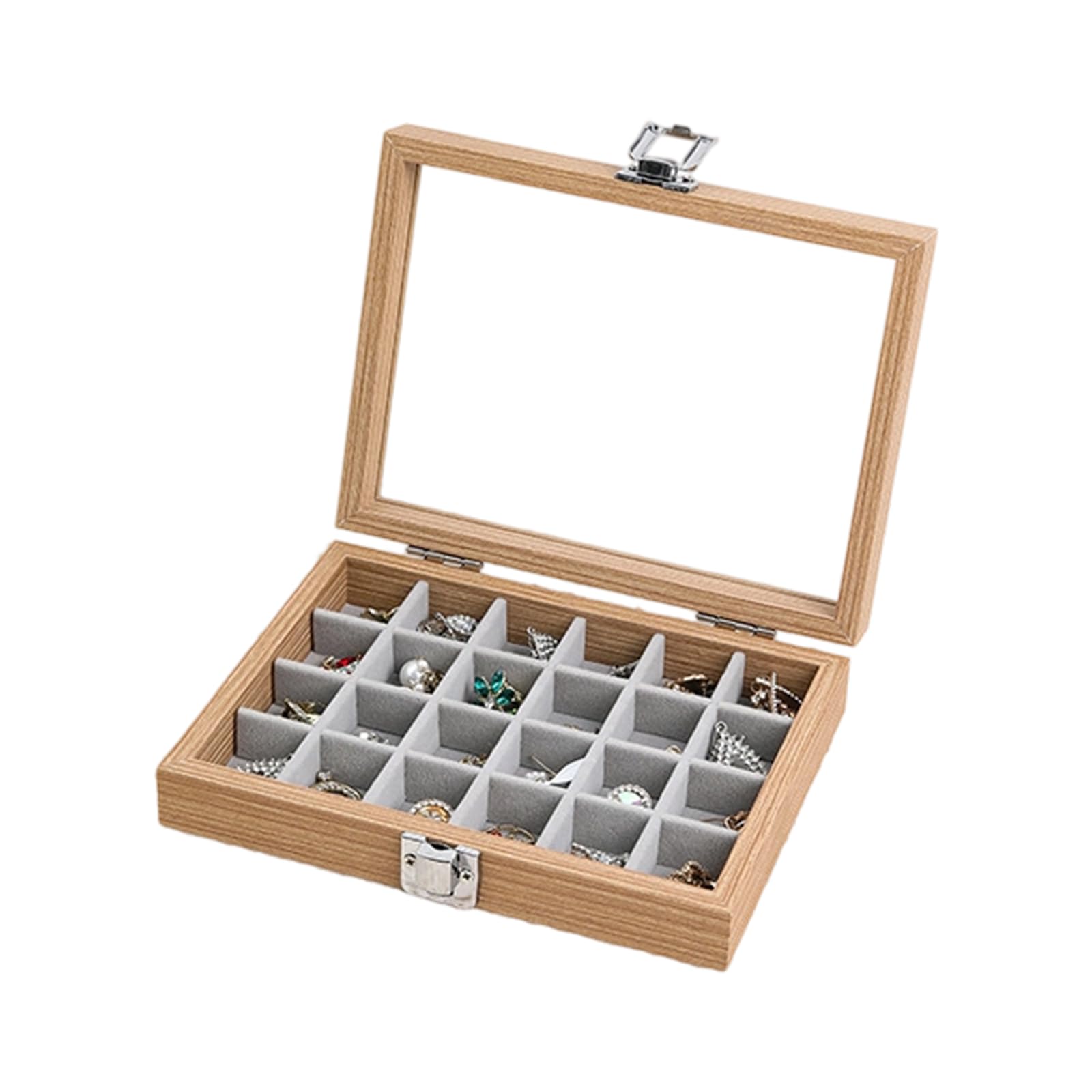 YPBEW Wood Jewelry Case with Covers Necklace and Rings Organiser with Dustproof Lid Elegant Women Accessories Storage Box Jewelry Holder