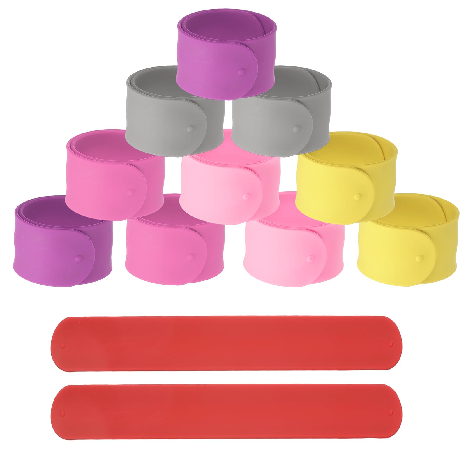 YELARXI Slap Bracelets, Silicone Charm Bracelets Snap Band - 12Pcs Fitting for (Birthday Holiday Exchanging Gifts Party Favors Crafts Project DIY Prizes) 8.5" & Multicolor2 — image 1