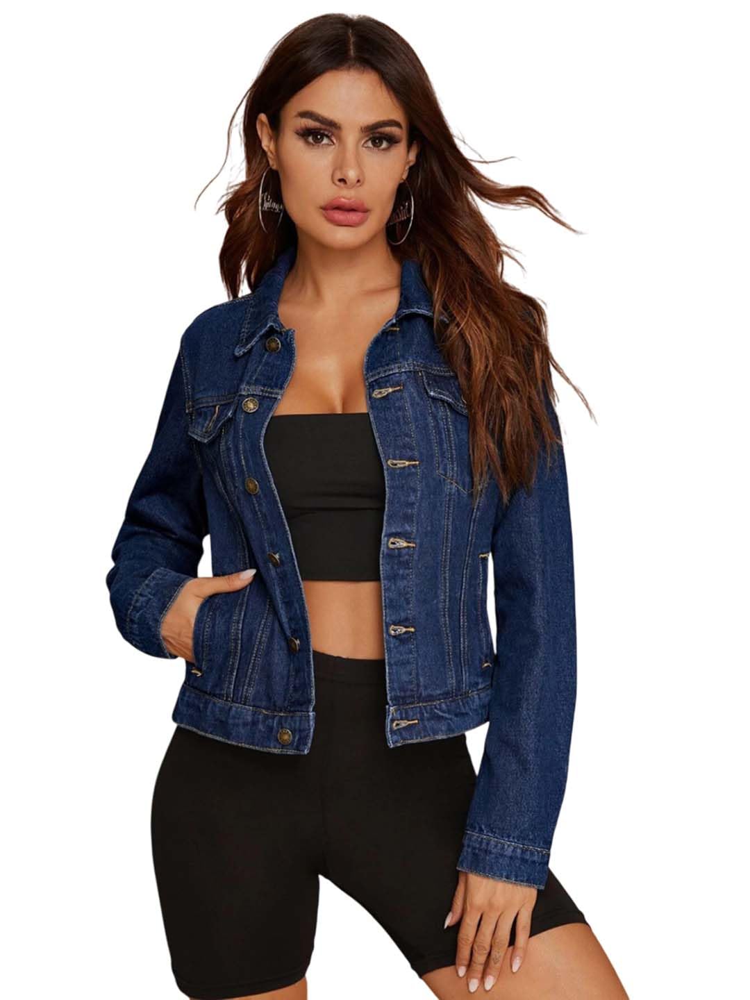 kotty Women's Solid Blue Fantastic Long Sleeve Denim Jacket-picture-10