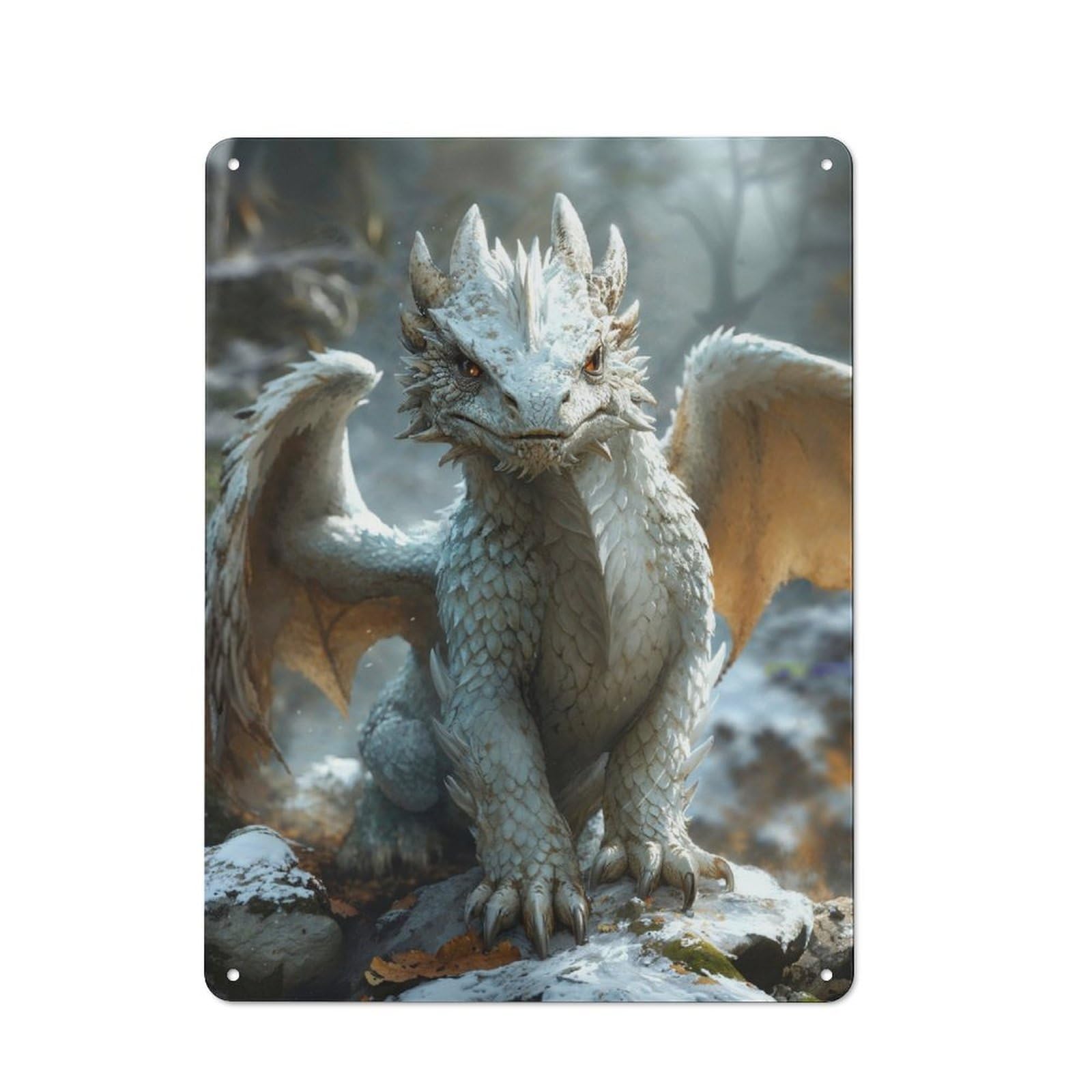 Junmoney Ivory Dragon Whelp Nostalgic Decorative Tin Sign 40X30cm, Vintage Wall Decor For Lounge, Study, Pub Or Wall Gallery