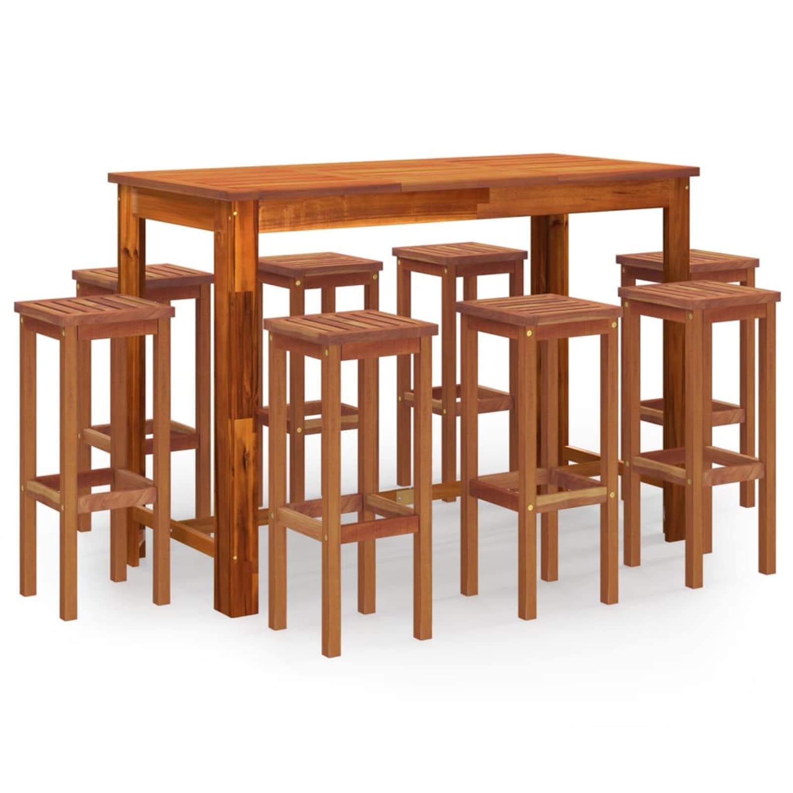 ZHOUMIN Ensemble de Bar de Jardin 9 pcs Bois d'acacia Solide a,Ensemble Bar Exterieur,Ensemble Table et Chaise de Bar,Salon de Jardin Exterieur