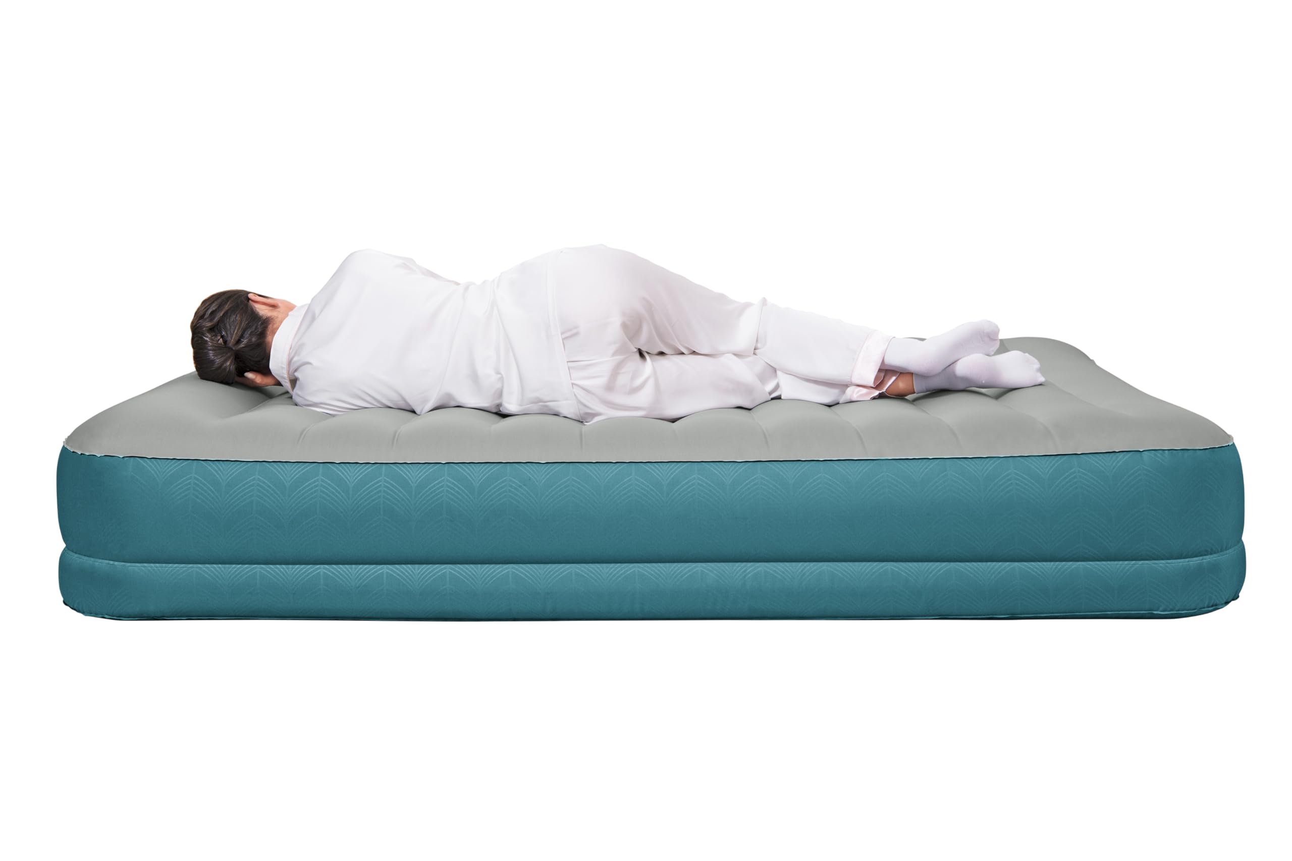 Bestway AlwayzAire Fortech łóżko dmuchane z podwójną pompą zasilaną akumulatorem, Double XL/Lo, 203 x 152 x 36 cm, turkusowe