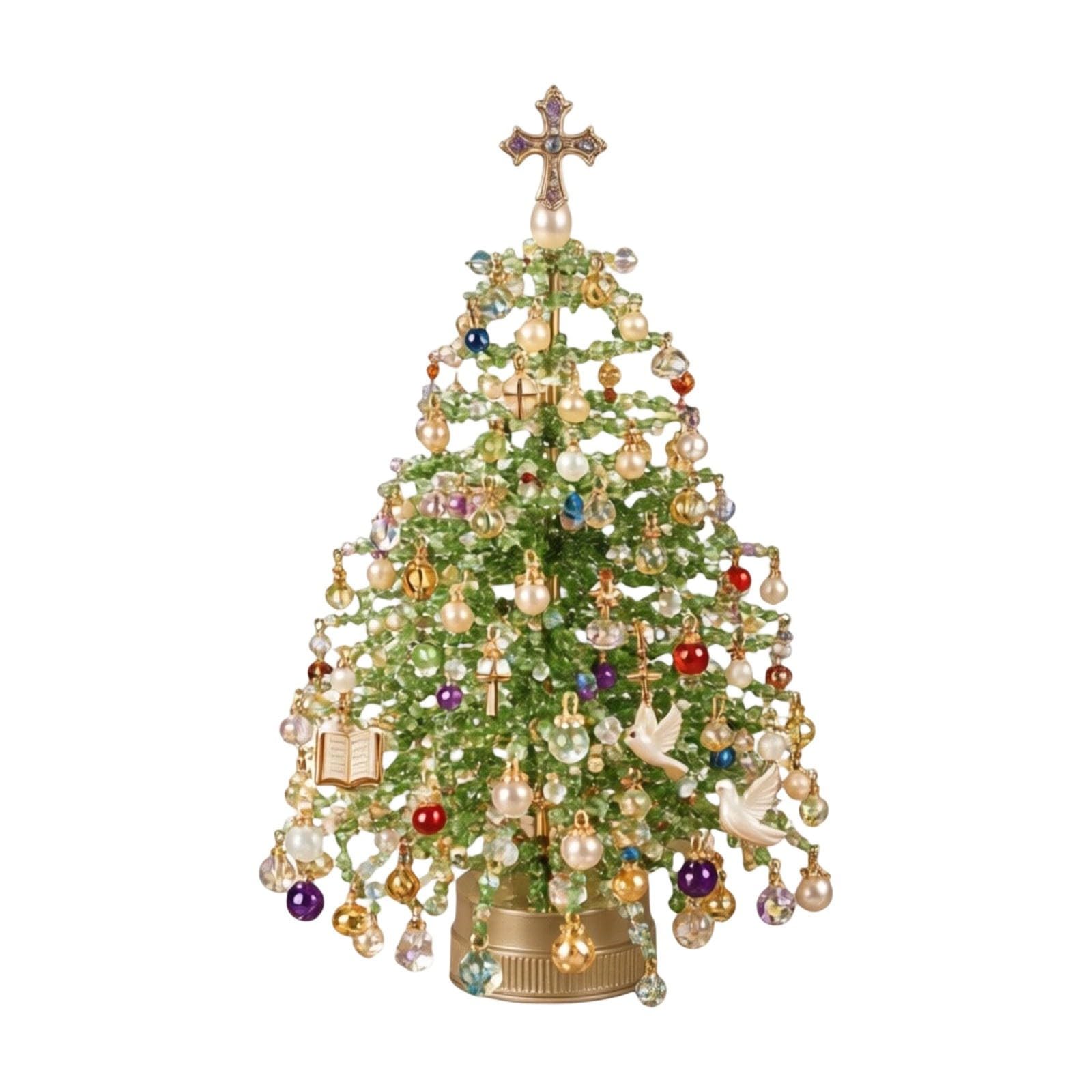 DIY Beaded Christmas Tree Kit, Beading Kits with Colorful Beads & Ornaments, DIY Crystal Bead Christmas Tree Making Kit, Handmade Holiday Craft Set, Xmas Craft for Craft Lovers