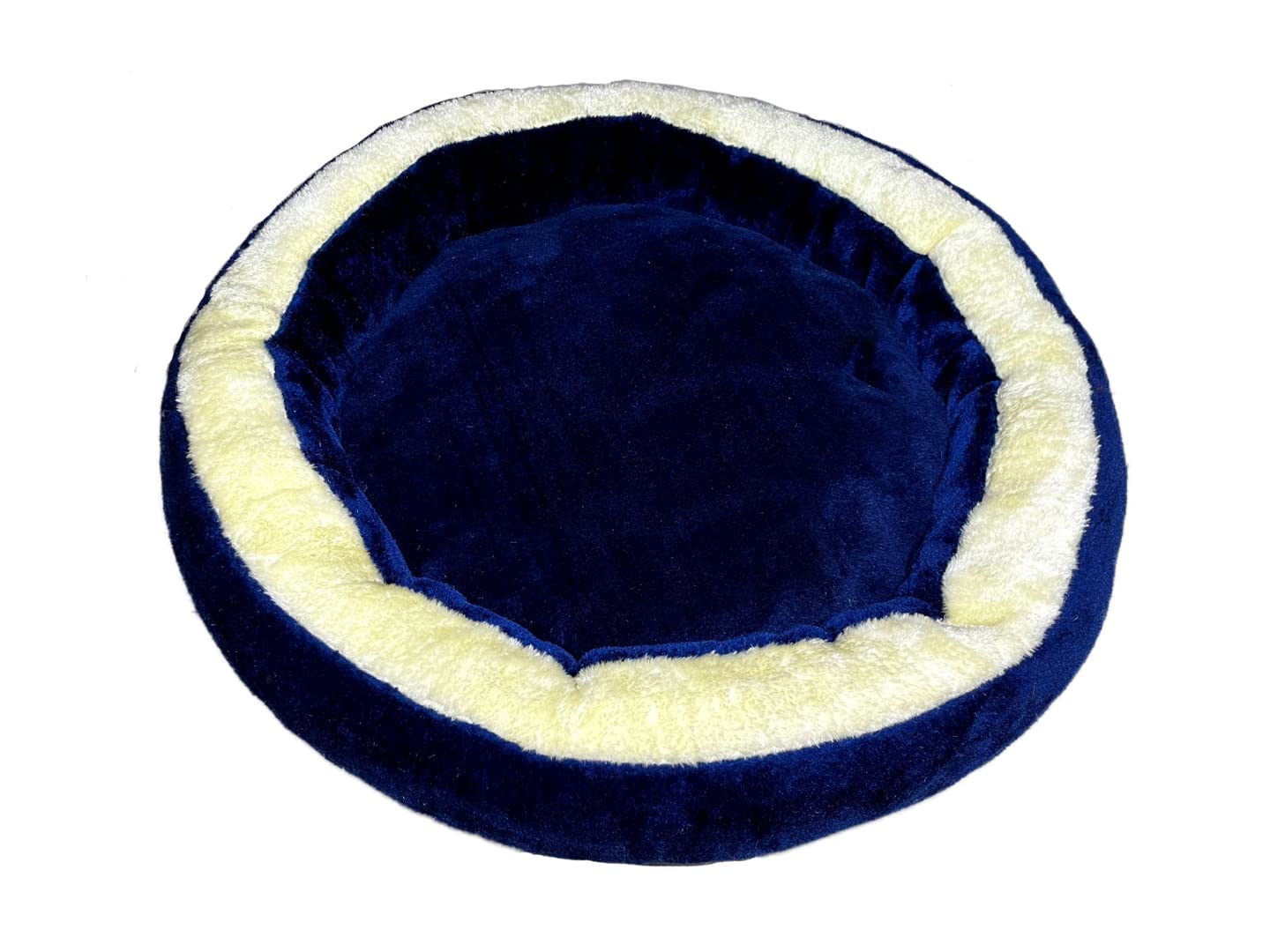 Poofys Pet Island Polyester Velvet Round Shape Cream Blue Ultra Soft Reversiable Dog & Cat Super Soft Bed (Extra Large, Blue - Cream) (B09QCSR132) Amazon Price History, Amazon Price Tracker
