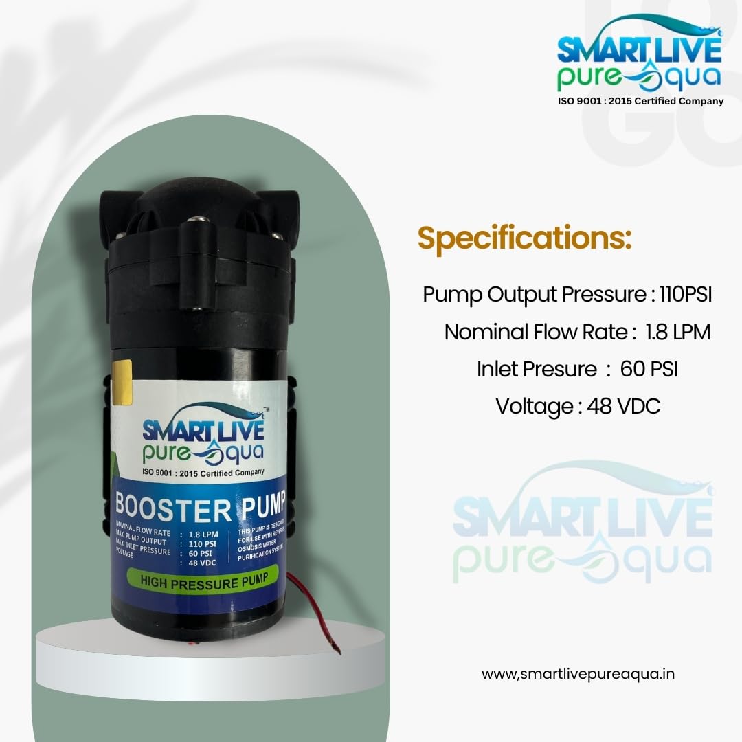 Smart Live RO Booster Pump Motor 100 GPD Heavy Duty Diaphragm Motor, Input  24V DC, 100% Copper Winding, 2 Year Warranty, Suitable for All Water ...