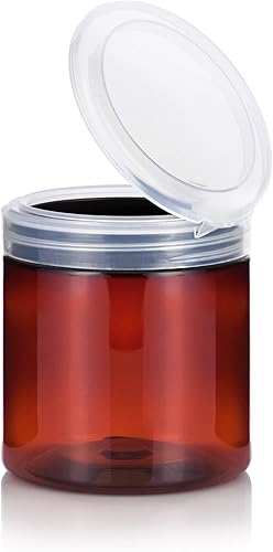 Miniatura 5 de JUVITUS Tarro de plástico PET ámbar de 8 onzas con tapa abatible natural transparente (paquete de 12)