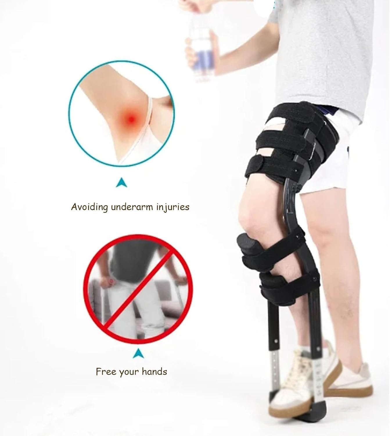 Amazon | ハンズフリー松葉杖 大人用松葉杖 滑り止め補助器具 歩行