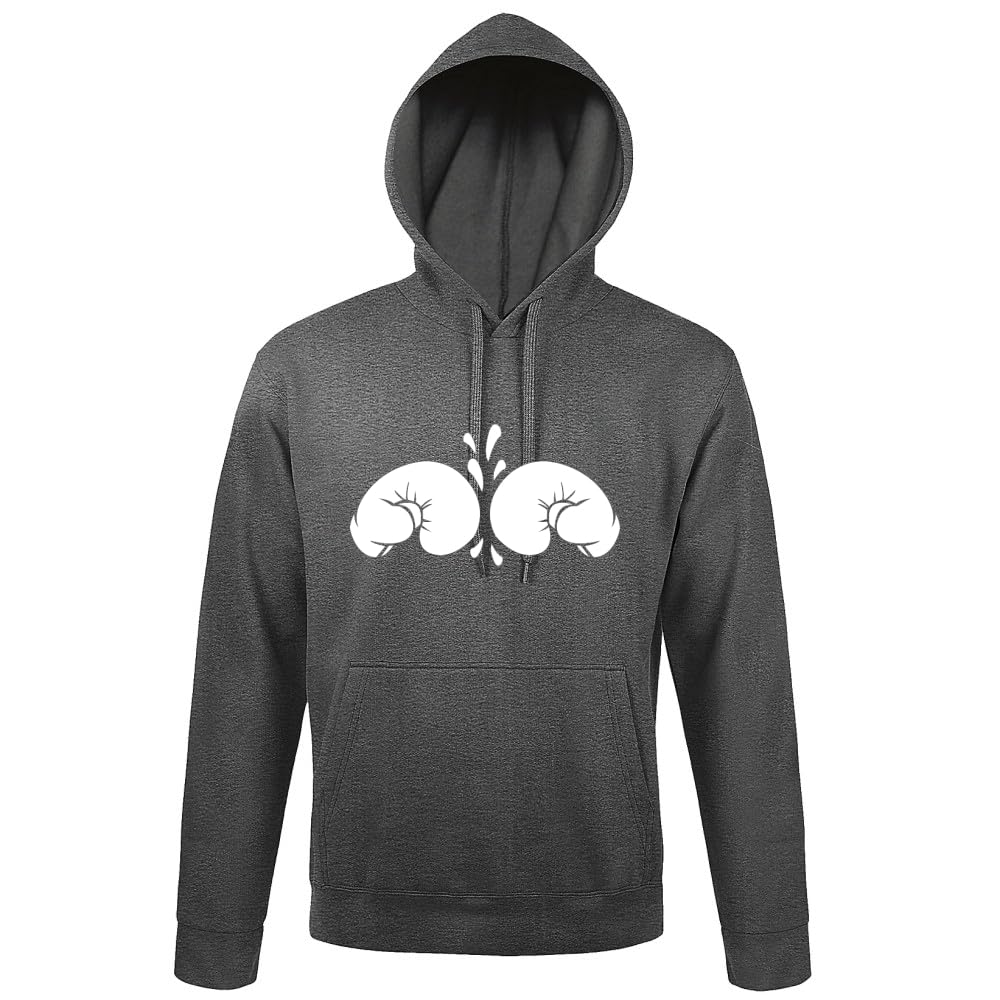 Boxkampf - Guanti da boxe da uomo, con cappuccio, colore: grigio scuro, M