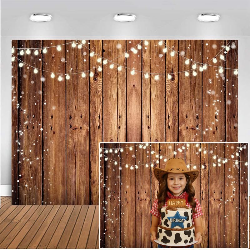 7X5FT Brown Wood Backdrop Rustic Photo Backdrop Country Wooden Background Birthday Wedding Western Party Decoration Studio Props