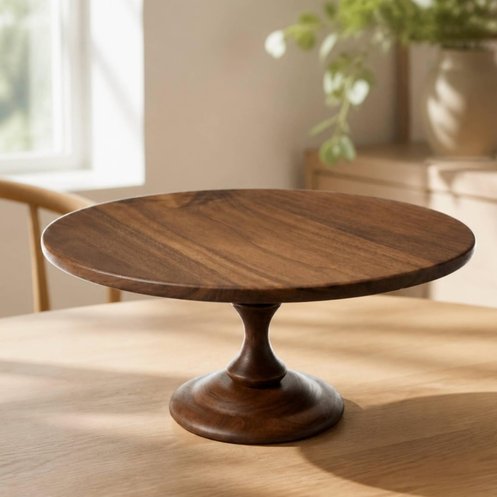 MagiDeal Plat à Gâteau Pied Rustique | Aspect Bois Naturel, Présentoir à Gâteaux Pied, pr n, L