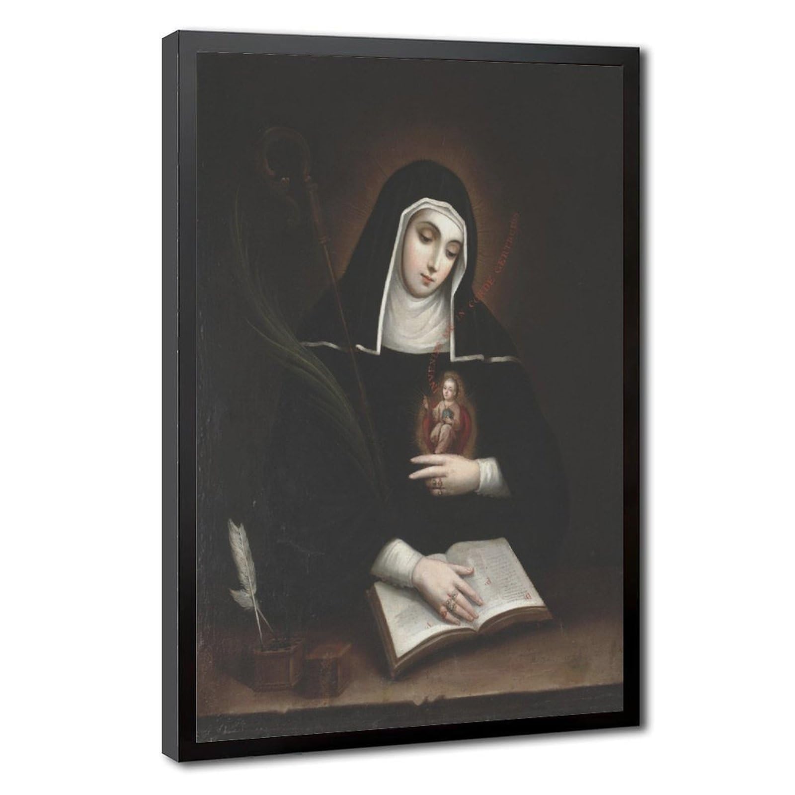 WCYB Saint Gertrude Patron of Travelers Posters Prints Canvas Deco Paintings Wall Art Hangable Frame 24" L X 36" W