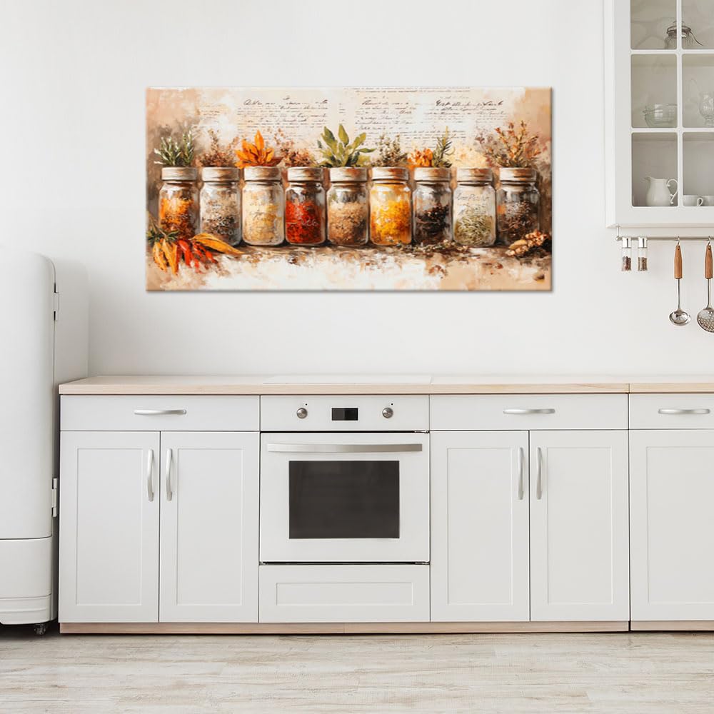 Feeby - Tableau sur Toile - Decoration Murale Peinture - Herbes Épices Cuisine - 100x50 1partie - Tableaux chambre à coucher - Decoration Chambre - Impression sur Toile