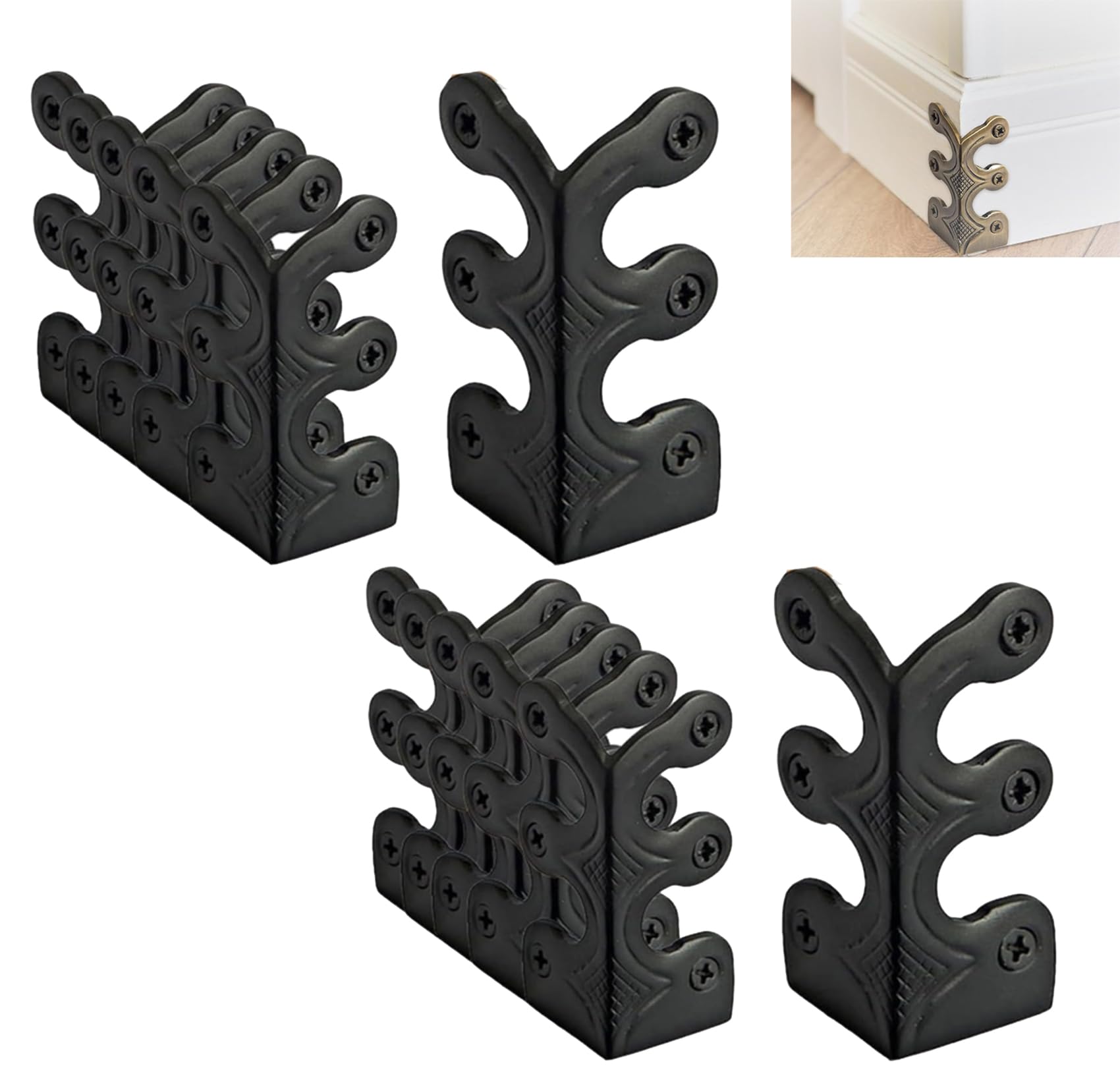 Fangatu Black Baseboard Corner Protectors, Solid Brass Skirting Board Corner Protectors, 2026 Upgrade Baseboard Corner Protectors (,12Pcs)