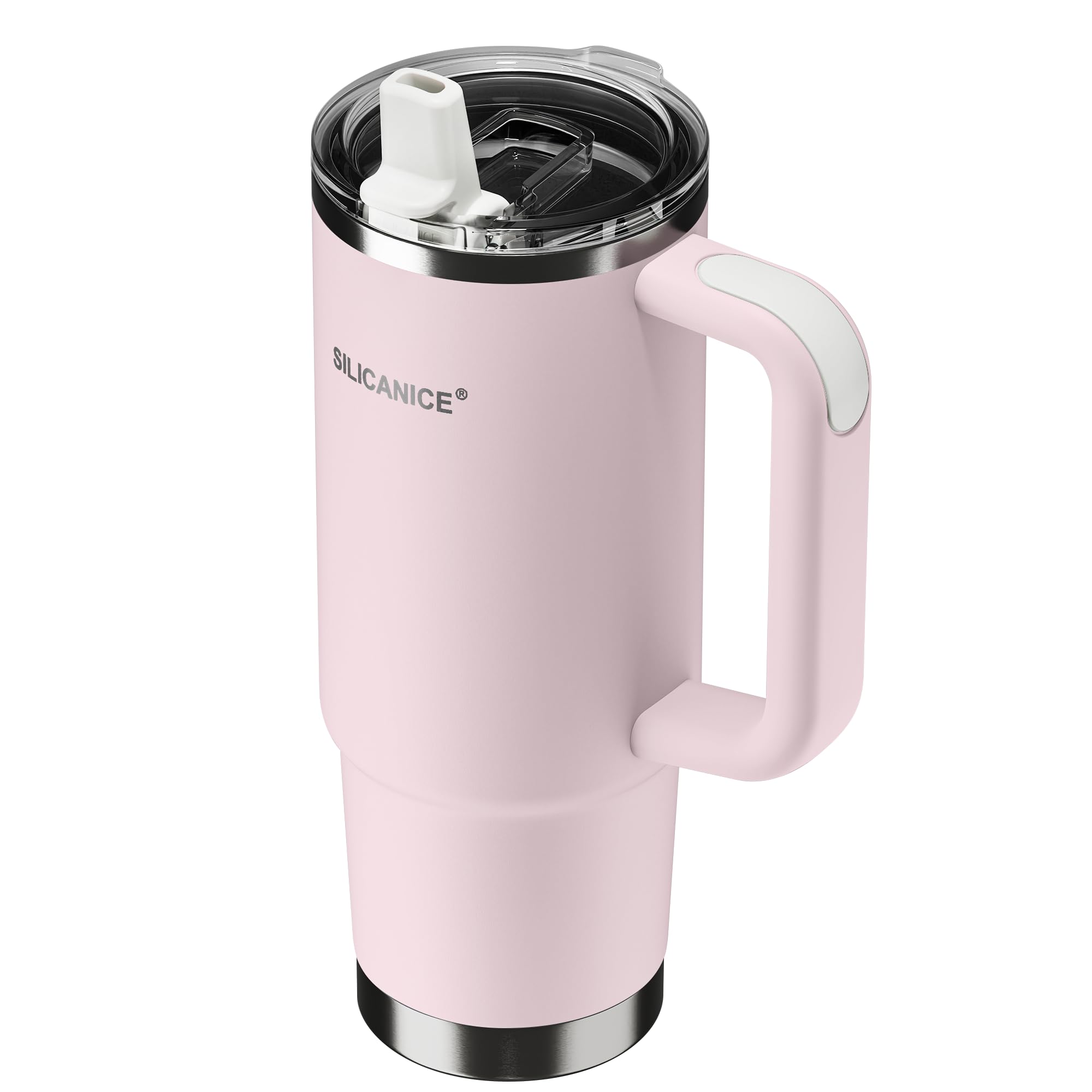 30oz Insulated Tumbler with Handle Leakproof Lid with Removable Spout and Straw Double Wall Stainless Steel Cup Holder