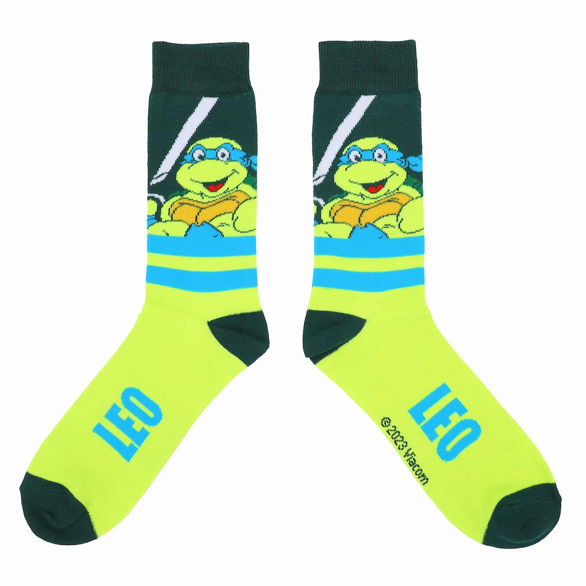 Bioworld TMNT Mikey, Donnie, Leo y Raph, AOP On Dark Green Paquete de 5 calcetines casuales, Verde, talla única