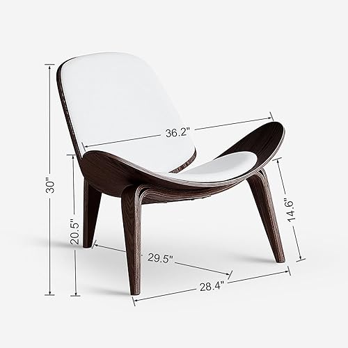 Miniatura 8 de OAKHAM Comfy Shell - Silla decorativa moderna de mediados de siglo para sala de estar y dormitorio, con almohadillas protectoras para los pies,