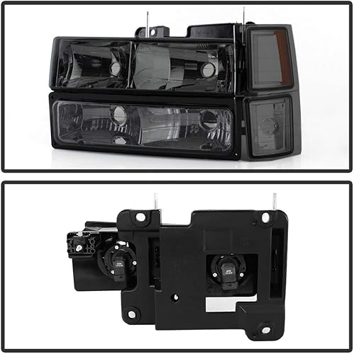 Miniatura 2 de ACANII - Para faros delanteros ahumados Chevy Silverado C10 CK Tahoe Suburban 1994-1998 +Esquina+Luces de parachoques Lámparas izquierda y derecha