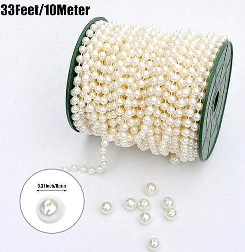 Miniatura 4 de 2 rollos de guirnalda de cuentas de Navidad de 33 pies328ft de longitud cadena de cuentas de perlas sintéticas cadena de guirnalda de árbol de