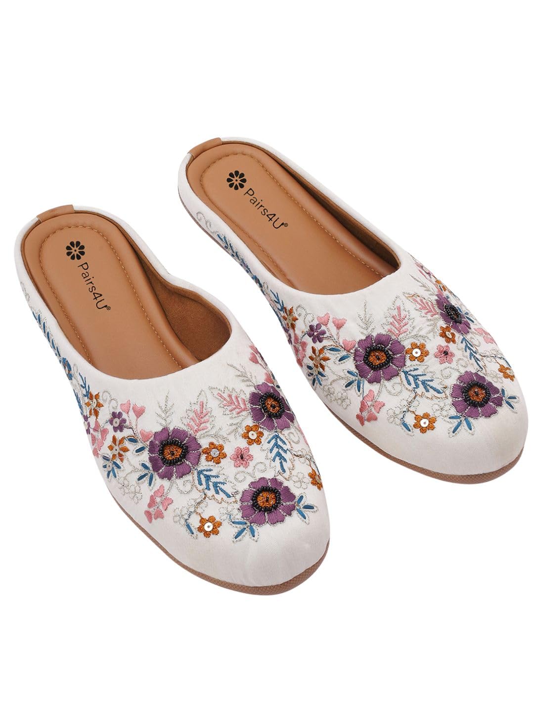 Women's Ethnic Canvas Juttis - Embroidered Slip-On Flats with PVC Sole for Comfort & Style-image-19