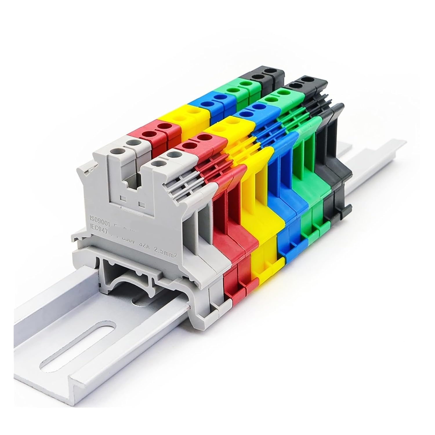 10 pcs UK 2.5B DIN Rail Terminal Blocks with high Voltage Resistance Screw Connection for Wire Conductors(UK-2.5B-Gray)