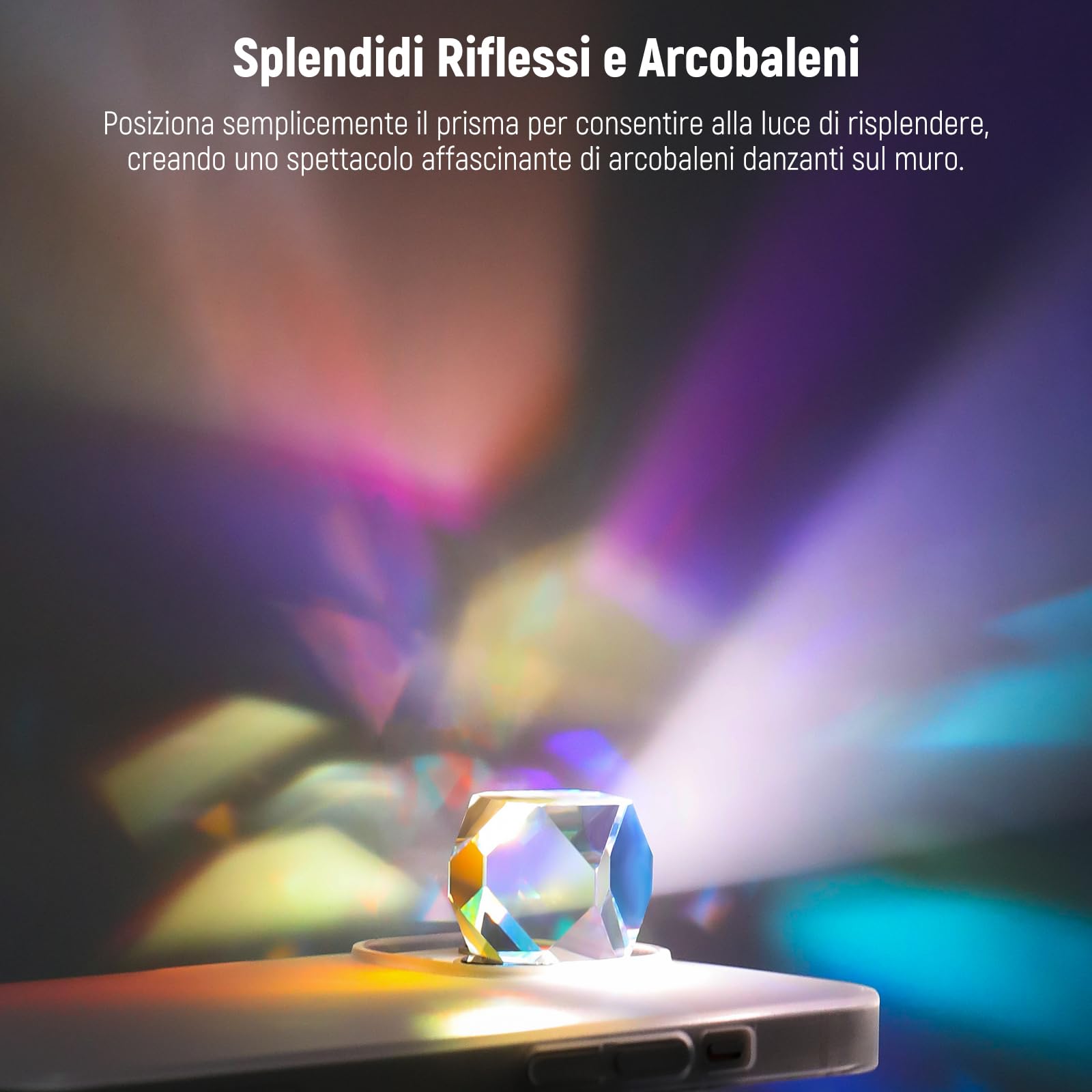 NEEWER 20mm Prisma Cristallo K9 Poliedrico, Cubo di Vetro Ottico HD a Colori, Cubo Prisma a Dispersione RGB, Prisma Ottico Sfaccettato per Fotografia, Decorazione, Educazione allo Spettro Fisico,CY004