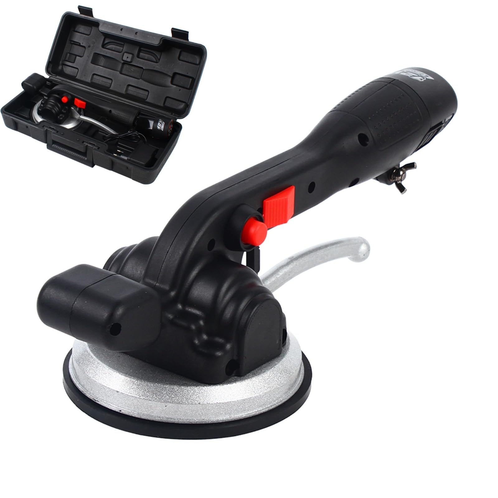 Fliesenleger Maschine 12000 U/min Kabellose Fliesenvibrationsgerät 6-Stufen Fliesenrüttler mit Akku & Ladegerät & Box 13.5cm Saugnapf Fliesenvibrator für Wand-und Bodenfliesen 60-100cm