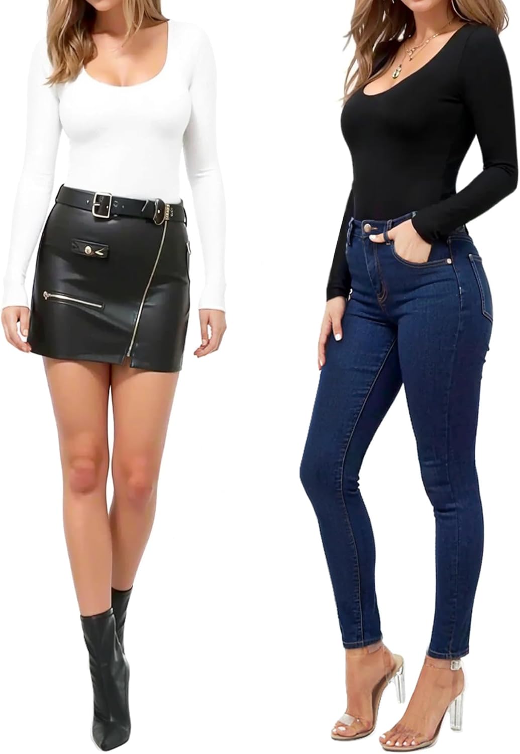 Bodysuit for Women Long Sleeve Shapewear Bodysuits Tummy Control Sexy Round Neck Body Suits Slimming Scoop Tops - Image 5