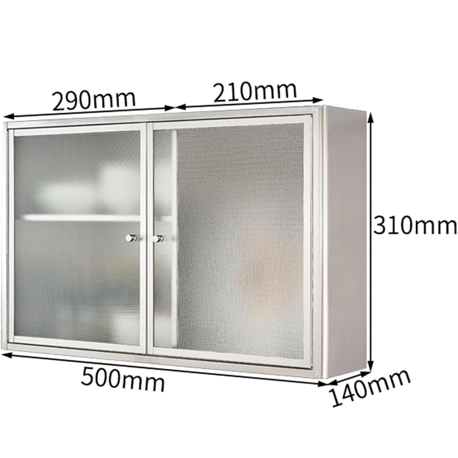 Armoire de rangement murale en acier inoxydable avec double porte et étagères amovibles – Étagère polyvalente pour cuisine, salle de bain, restaurant ou balcon