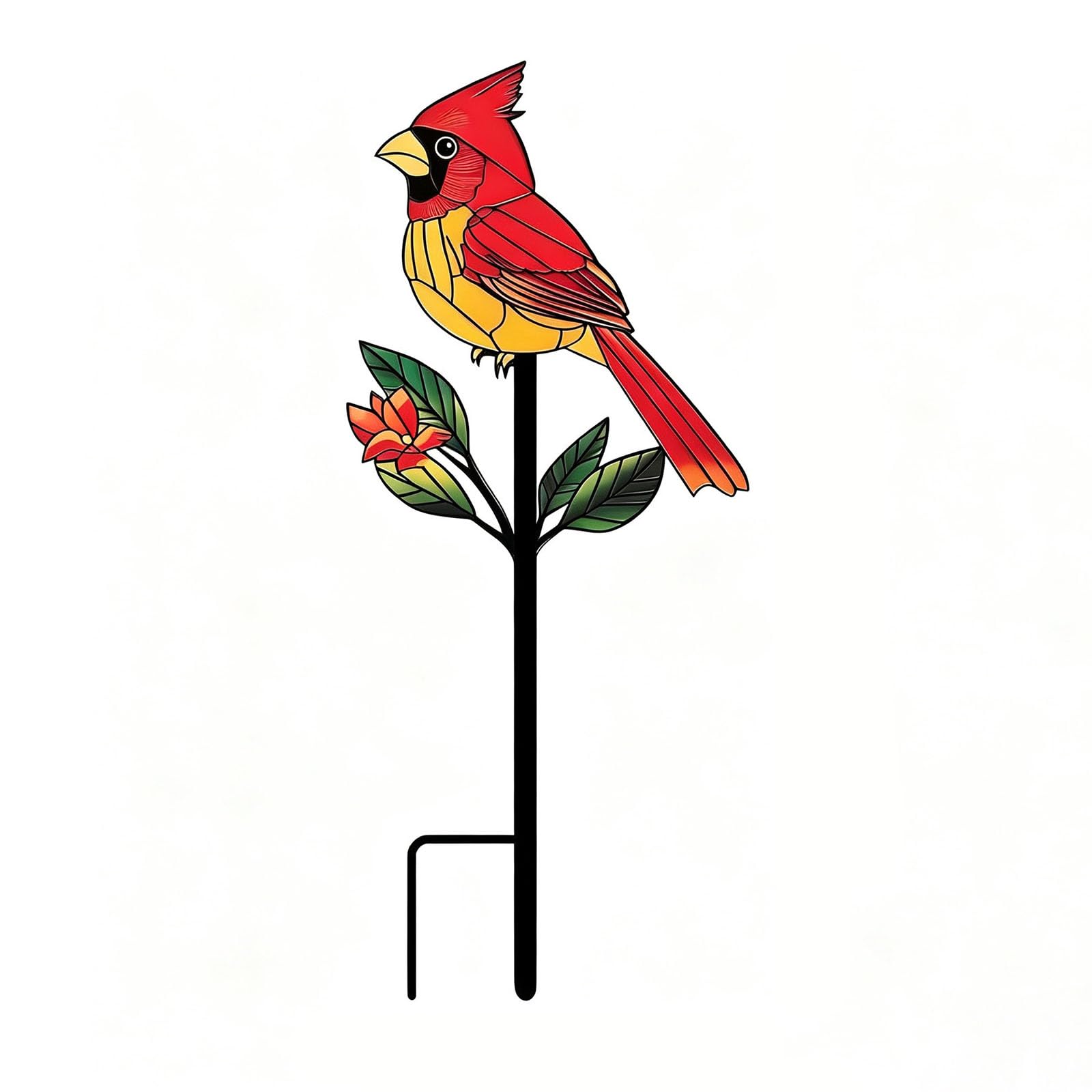 NRGQAXM Garden Stakes Decorative, Metal Garden Decor Red Bird Stake Outdoor Decorations for Yard Metal Yard Art Gardens Stake Decor Memorial Ornament for Outdoor and Gardens Ornaments