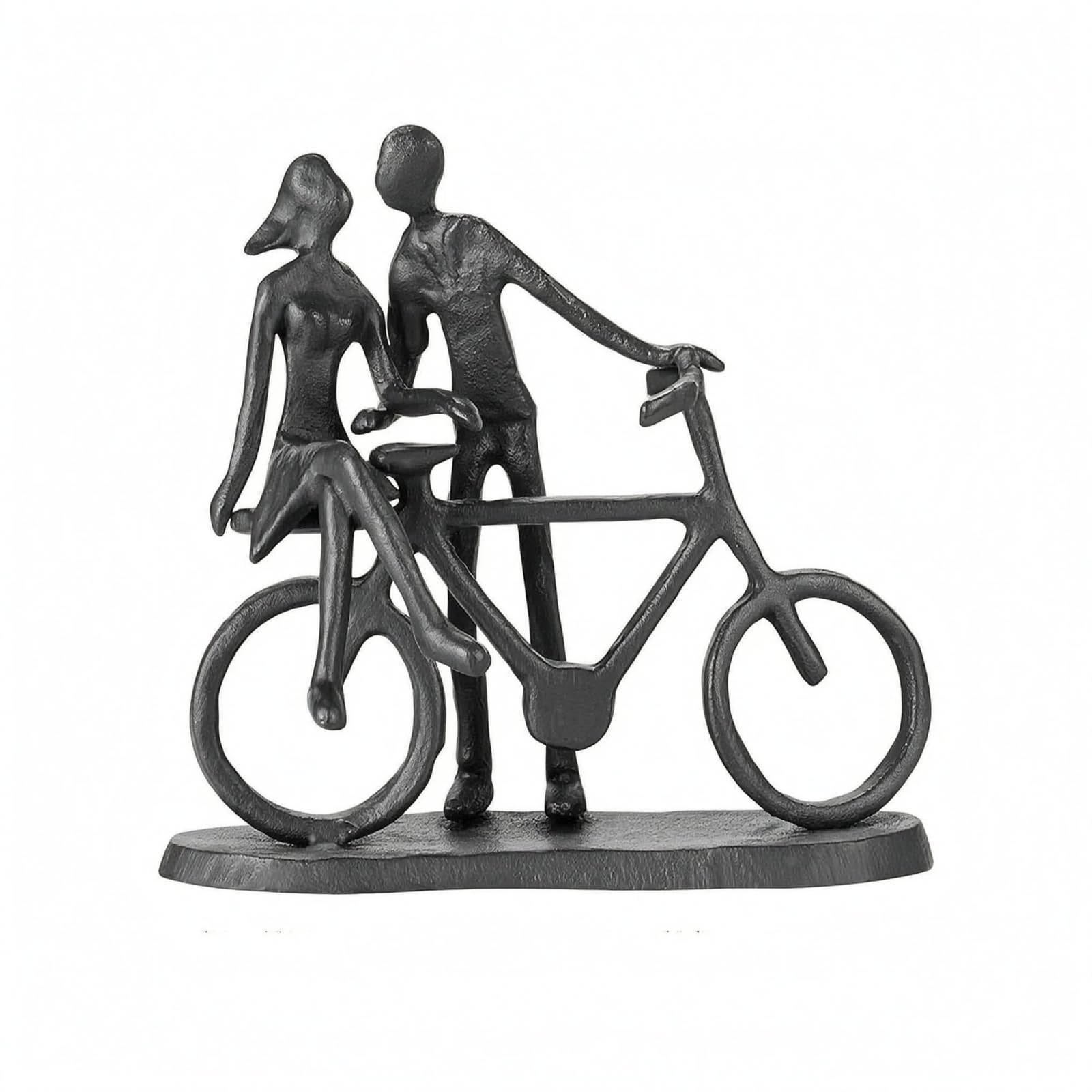 Colcolo Paarfigur Skulptur Metall Figur Deko Statue Ornament aus Eisen mit Freistehender Basis Und Kompaktem Format für Romantische Akzente Heimdekoration, Paar Auf Fahrrad