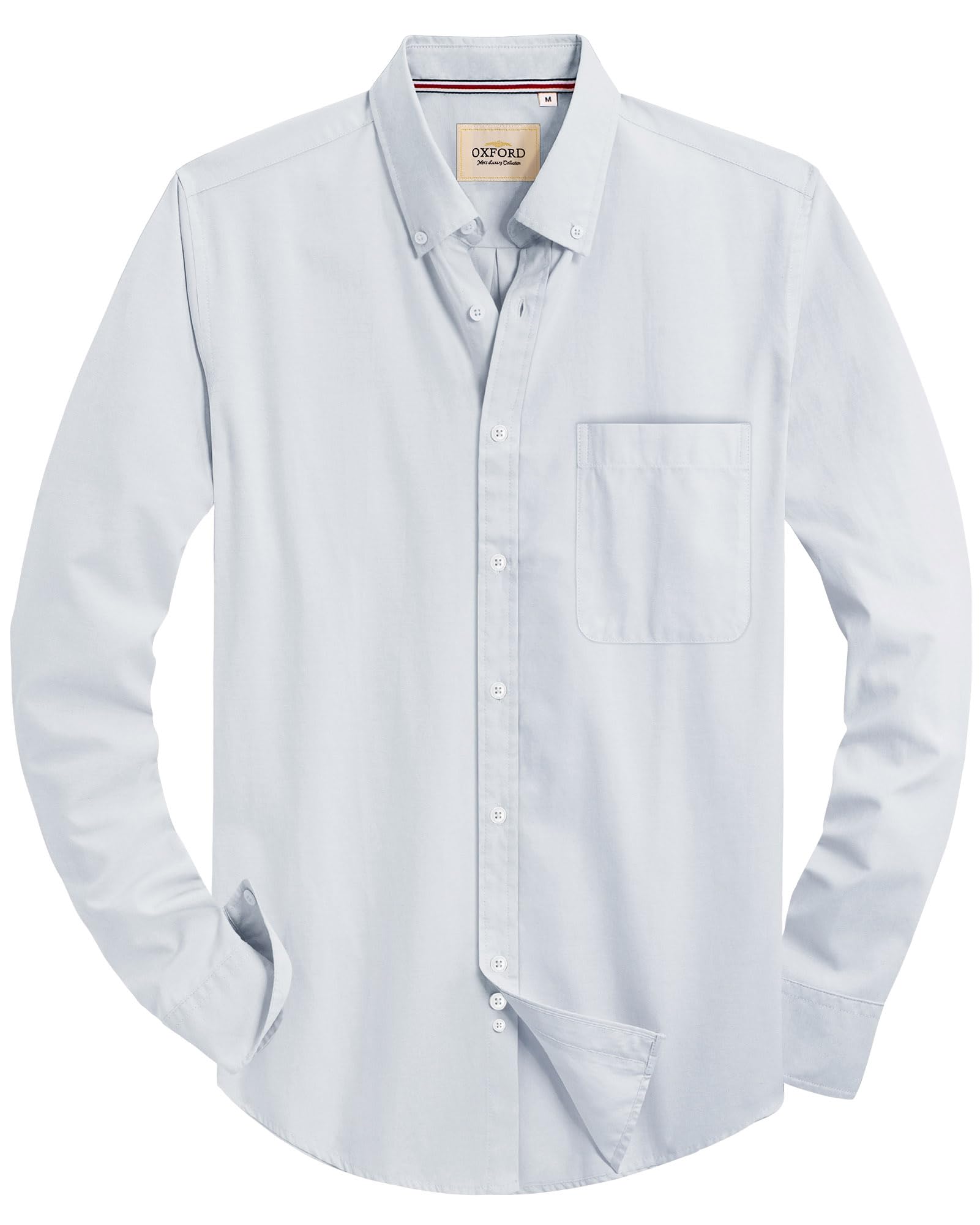 Alimens & Gentle Mens Solid Oxford Shirt Long Sleeve Dress Shirt Work Casual Button Down Shirts with Pocket