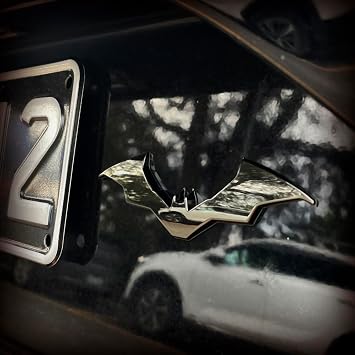 Fan Emblems The Batman 3D Car Badge Twin Pack - Movie Batwing Logo (Black Chrome: 4.3 x 1.3 x 0.2 inches)