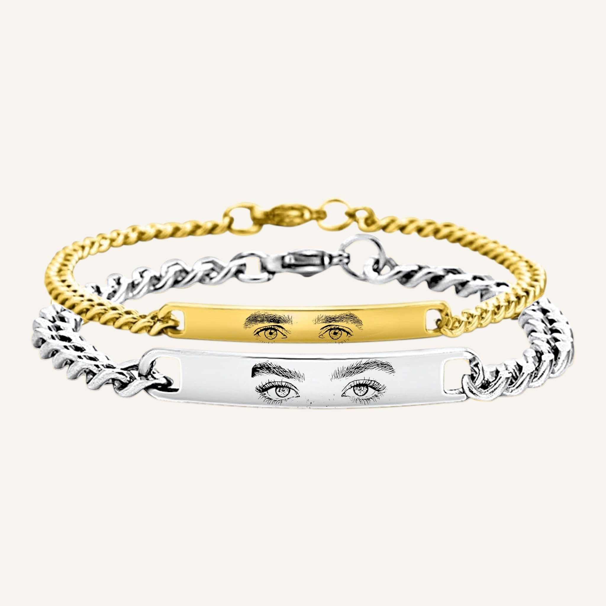 Augen Partnerarmbänder | Armbänder Für Paare | Personalisierte Armbänder | Ketten | Einzigartiges Geschenk | Armband mit Gravur