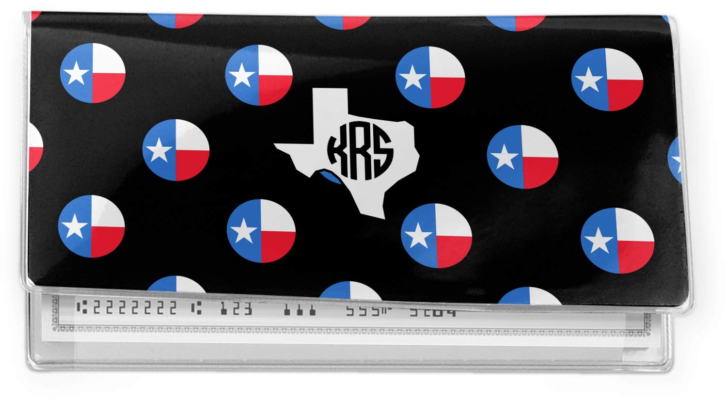 RNK Shops Personalized Texas Polka Dots Vinyl Checkbook Cover